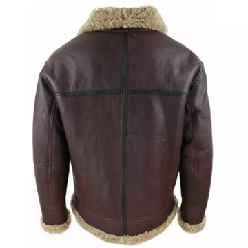 B034 B3 Flight Bomber Aviator Real Leather Shearling Jacket Brown