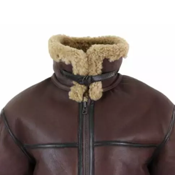 B034 B3 Flight Bomber Aviator Real Leather Shearling Jacket Brown