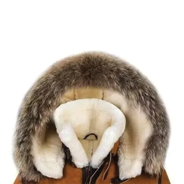 B027 Men Classic Top Gun Real Leather B3 Jacket Dean Tan White Fox Fur Hood