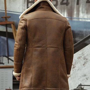 MFC06 Men Aviator Real Leather Shearling Coat Brown