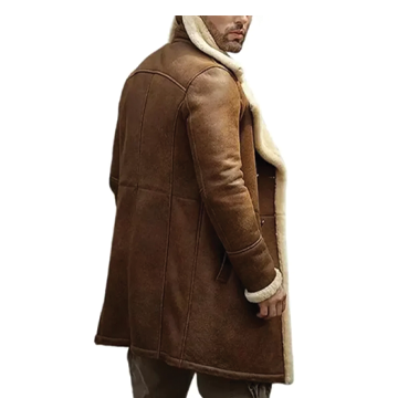 MFC06 Men Aviator Real Leather Shearling Coat Brown