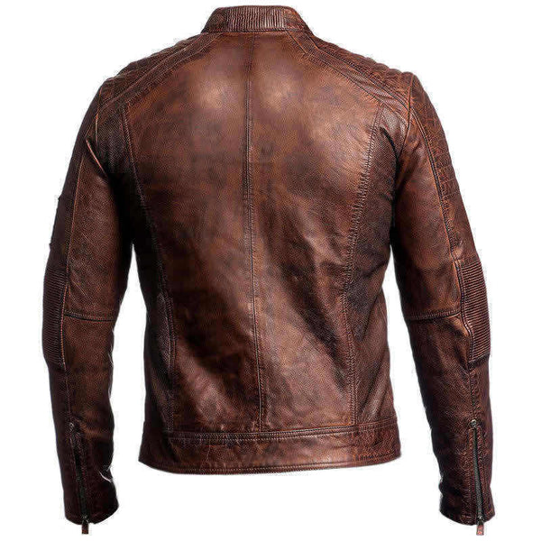 Sale M002 Cafe Racer Men's Vintage Style Retro Brown Distressed Jacket-