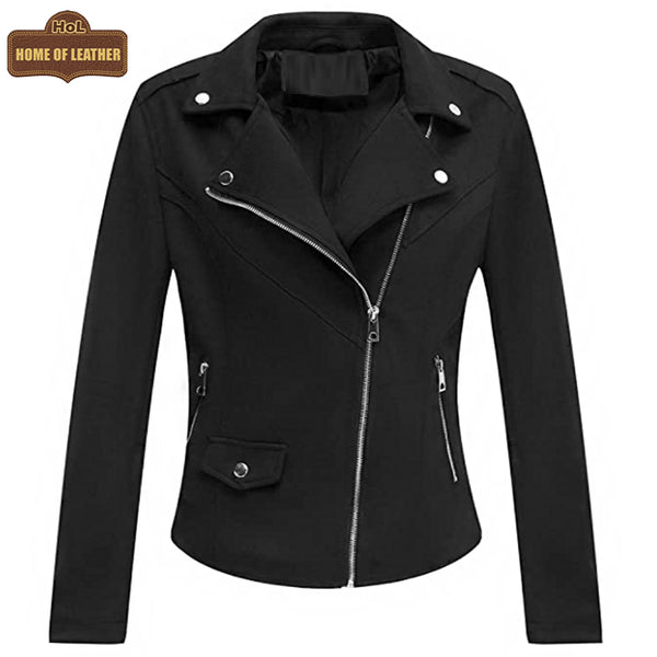 WLJ08 Suede Leather Jackets for Women's Moto Biker Cross Zipper Coat 2 Pockets