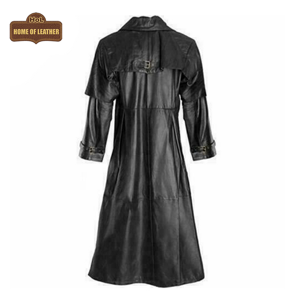 Men’s Captain Full Length Van Helsing Real Leather Jacket Coat C017