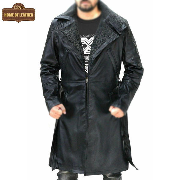 C005 Men's Blade Runner 2049 Ryan Gosling Genuine Fur Leather Coat - Home of Leather