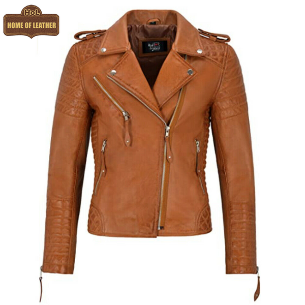 WLJ10 Women's Biker Ladies 100% Real Leather Biker Cafe Racer Zipper Best Jacket