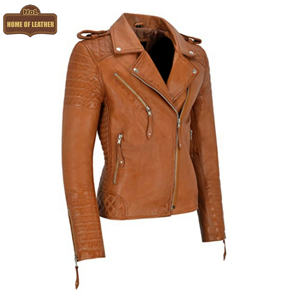WLJ10 Women's Biker Ladies 100% Real Leather Biker Cafe Racer Zipper Best Jacket