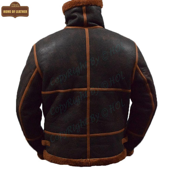 B022 RAF Brown Shearling Winter Fashion Bomber Aviator Jacket - Home of Leather