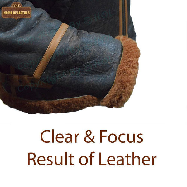 B022 RAF Brown Shearling Winter Fashion Bomber Aviator Jacket - Home of Leather