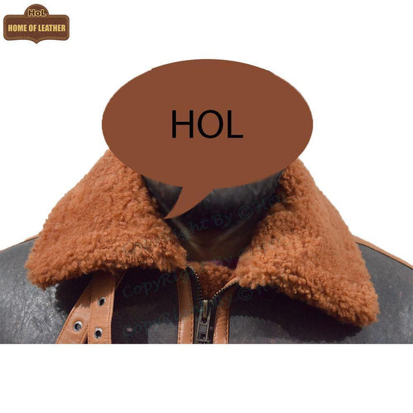 B022 RAF Brown Shearling Winter Fashion Bomber Aviator Jacket - Home of Leather