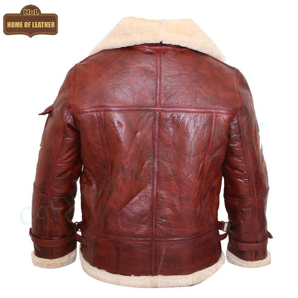 B029 RAF Men's B3 Bomber Real Leather Fur Shearling Winter New Arrival Brown Jacket Men's Winter Jacket - Home of Leather