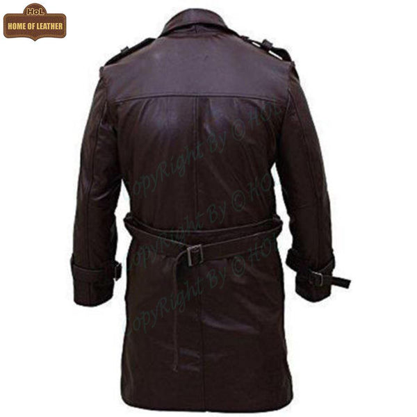 Bay Watchmen Rorschach Fashion Trench C002 Brown Jacket Genuine Leather Coat For Men - Home of Leather