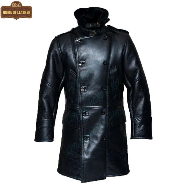 C003 Black Fur Shearling Winter Jacket Warm RAF B3 WWII Genuine Leather Coat For Men - Home of Leather