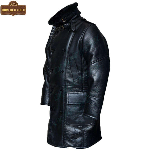 C003 Black Fur Shearling Winter Jacket Warm RAF B3 WWII Genuine Leather Coat For Men - Home of Leather