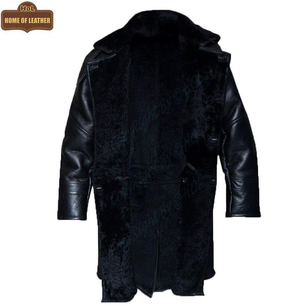 C003 Black Fur Shearling Winter Jacket Warm RAF B3 WWII Genuine Leather Coat For Men - Home of Leather