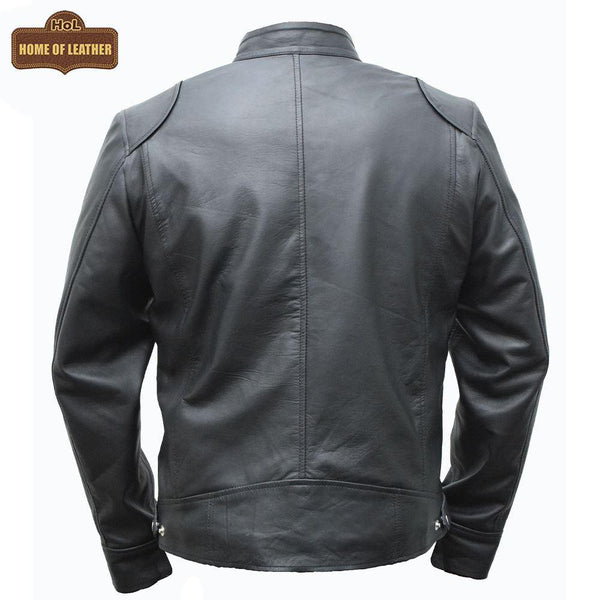 Cafe Racer Retro M042 Men's Black Real Leather Jacket 2020 - Home of Leather