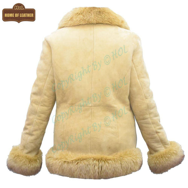 F003 HoL Women's Real Camel Brown Suede Leather Coat - Home of Leather