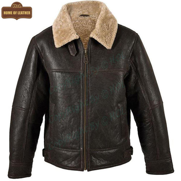 HoL B011 RAF Aviator Brown Bomber Faux Fur Cockpit Men's Jacket - Home of Leather