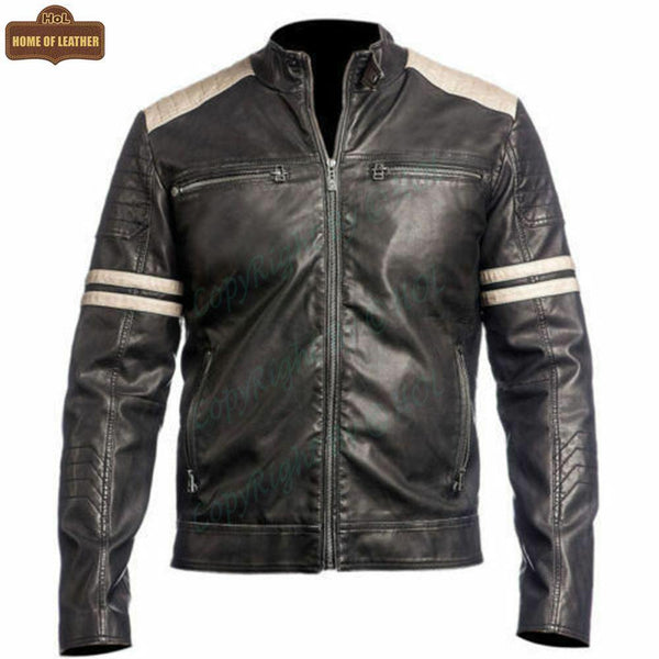 M003 Cafe Racer Black Vintage Retro 1 Men's Jacket 2020 - Home of Leather