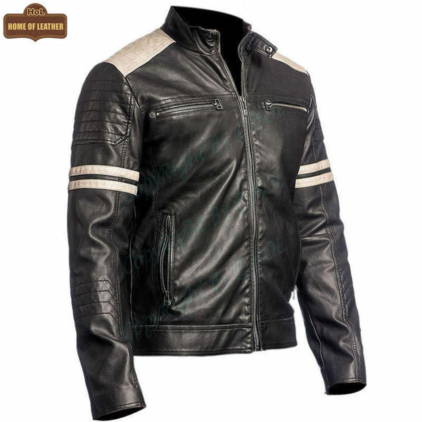 M003 Cafe Racer Black Vintage Retro 1 Men's Jacket 2020 - Home of Leather