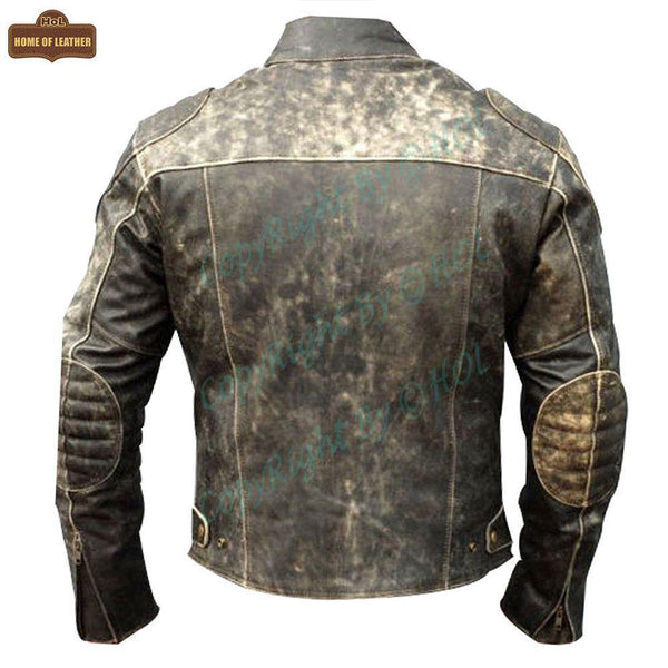 M006 Men's Antique Vintage Cafe Racer Distress Black Biker Retro Jacket - Home of Leather