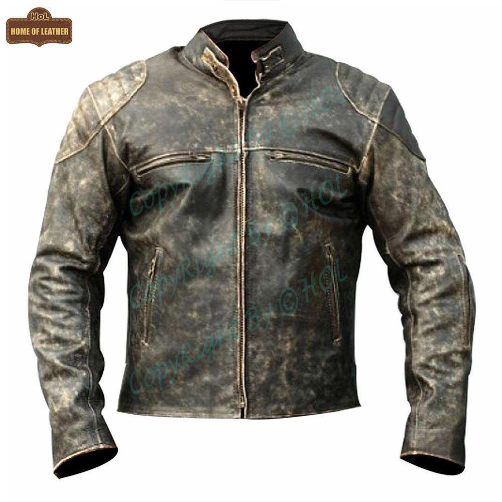 Retro biker leather jacket cheap