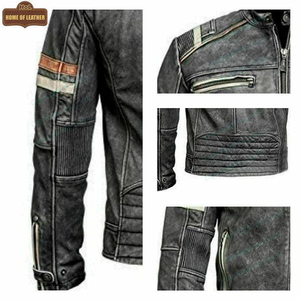 M009 Retro-2 Men Biker Vintage Motorcycle Distressed Leather Jacket - Home of Leather