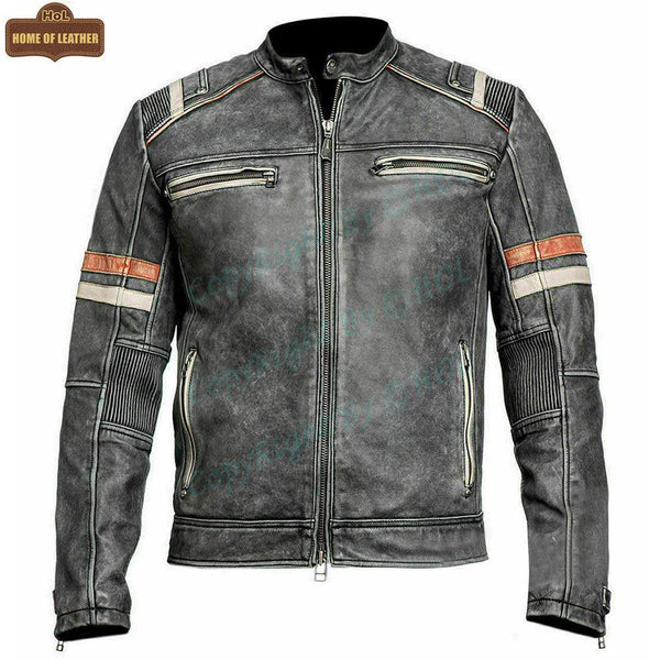 M009 Retro-2 Men Biker Vintage Motorcycle Distressed Leather Jacket - Home of Leather