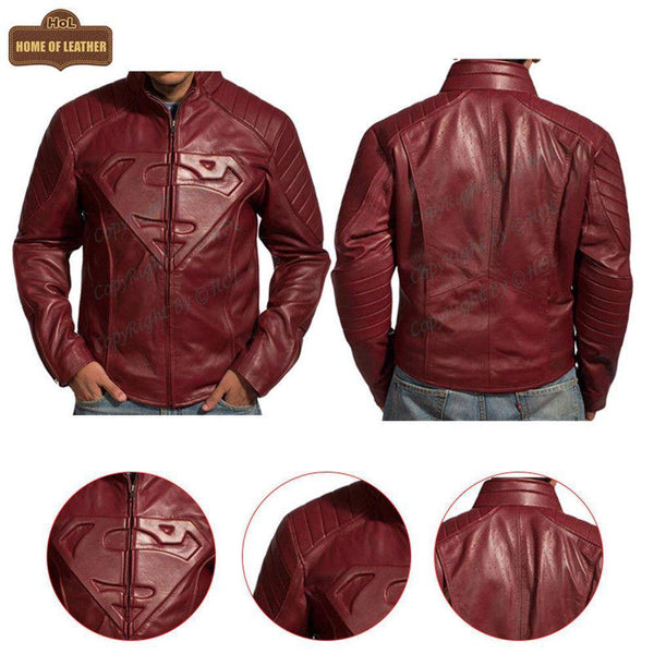 M022 Superman Smallville Tom Welling Style Emblem Faux Leather Jacket - Home of Leather