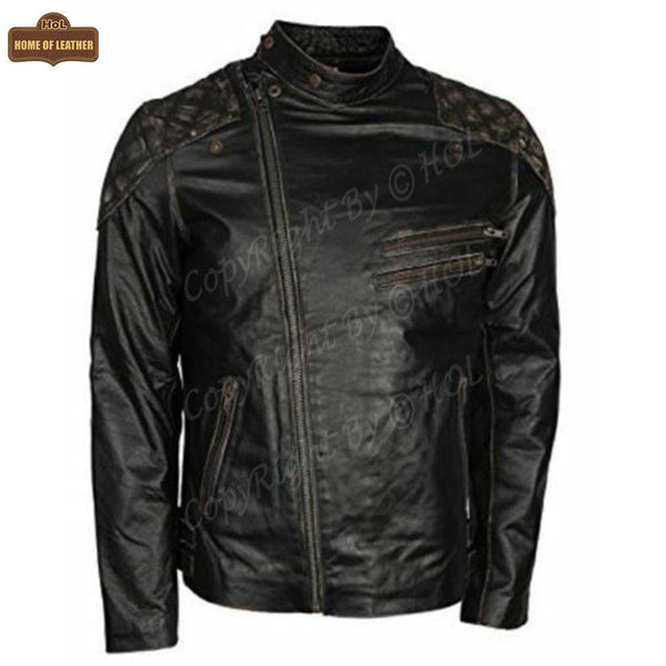 M023 Motorcycle Fashion Skull Vintage Men's Brown Biker Wear Ride Jacket - Home of Leather