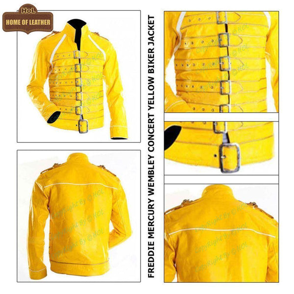 M028 Men's Freddie Mercury Wembley Concert Yellow Jacket - Home of Leather