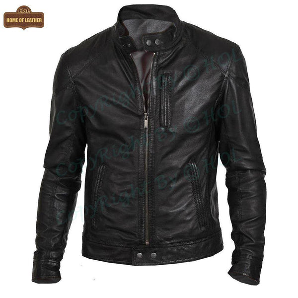 Men's Motorcycle Wear Retro Moto Cafe Racer Hunt Black Jacket