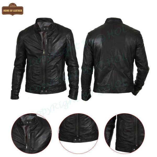 Men's Motorcycle Wear Retro Moto Cafe Racer Hunt Black Jacket