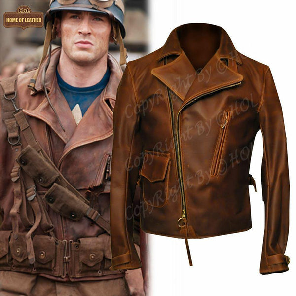 M030 Men's Captain America The First Avengers Distress Brown Jacket - Home of Leather