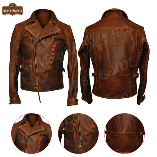 M030 Men's Captain America The First Avengers Distress Brown Jacket - Home of Leather