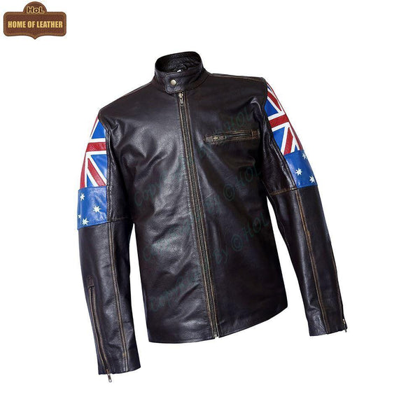 M031 New Australian Flag New Men's Cafe Racer Jacket 2020 - Home of Leather