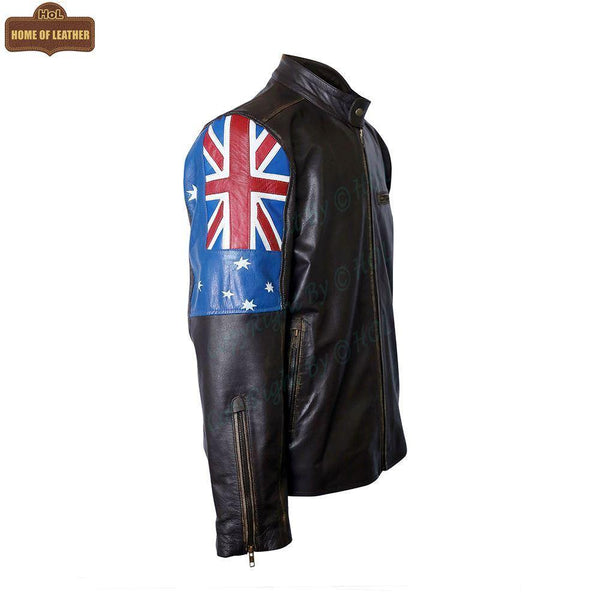 M031 New Australian Flag New Men's Cafe Racer Jacket 2020 - Home of Leather