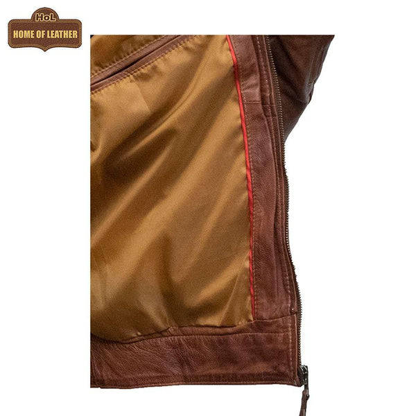 M043 Wax Men's Vintage Style Retro Brown Distressed CowHide Leather Jacket - Home of Leather
