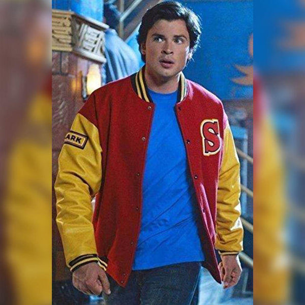 M060 Superman Smallville Crows Clark Kent Varsity Letterman Red Fleece Men's - Home of Leather