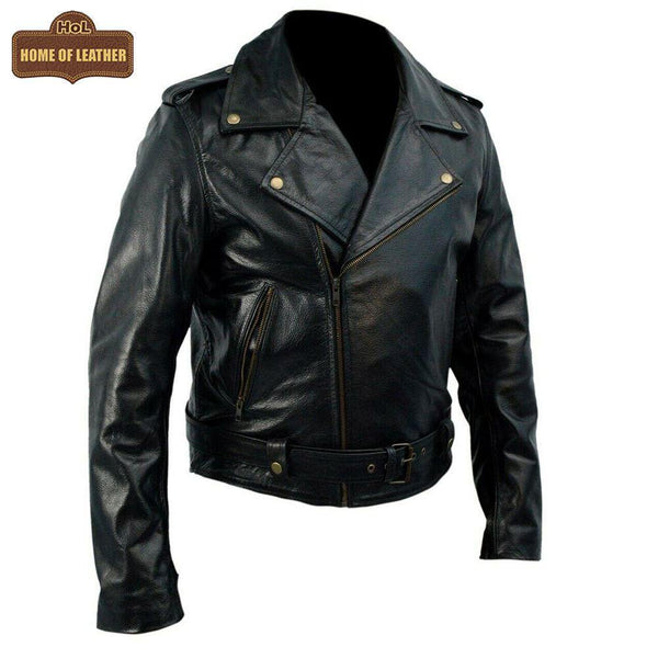 M065 Johnny Depp Black Leather Cry Baby Motorcycle Leather Jacket - Home of Leather