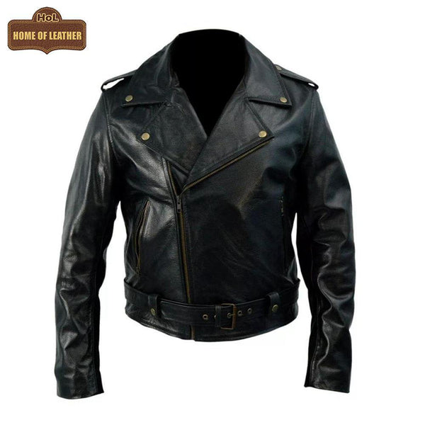 M065 Johnny Depp Black Leather Cry Baby Motorcycle Leather Jacket - Home of Leather