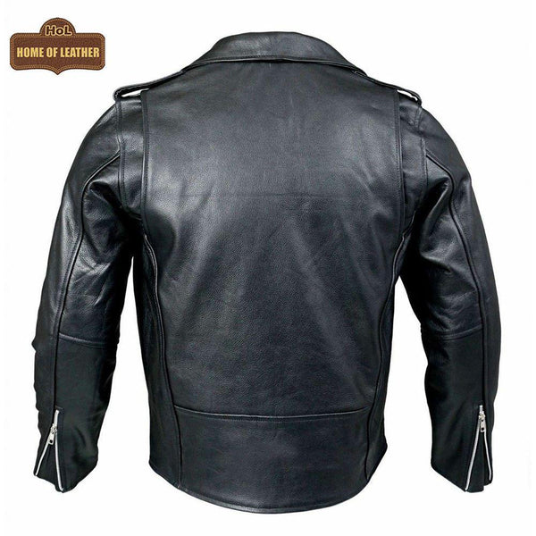 M075 Black Brando Real Leather Jacket - Home of Leather