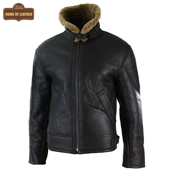 Men's B018 Aviator B3 Real Leather Shearling Sheepskin Flying Pilot Warm Winter World War Jacket Leather Jacket - Home of Leather 