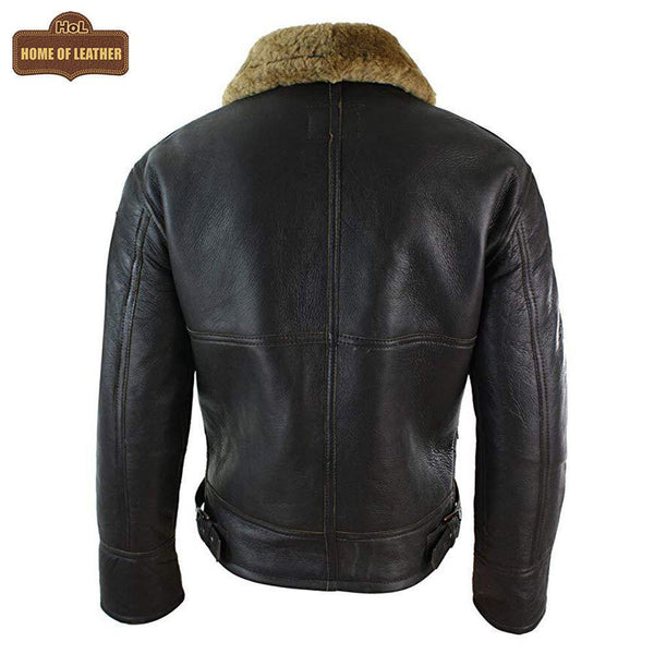 Men's B018 Aviator B3 Real Leather Shearling Sheepskin Flying Pilot Warm Winter World War Jacket Leather Jacket - Home of Leather