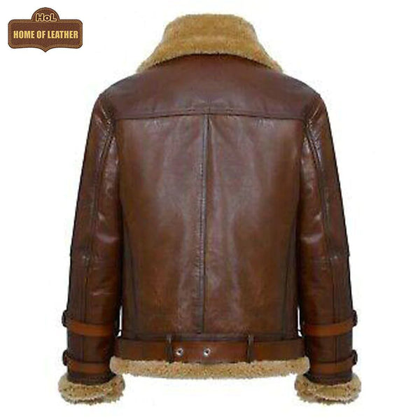 Men's Real Shearling Sheepskin Leather Pilot Aviator B021 Bomber Flying Jacket Leather Jacket - Home of Leather