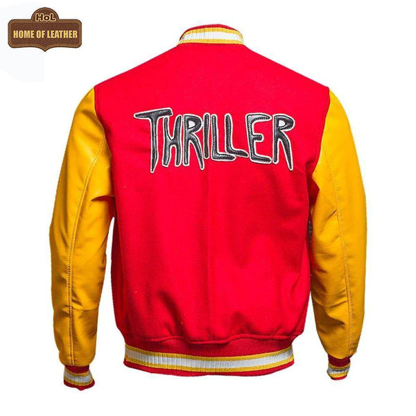 Michael Jackson M061 Thriller M Logo Varsity Summer Wear Fleece Jacket For Men's - Home of Leather