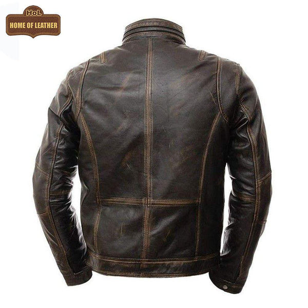 New M036 Multi Zipper Distressed Casual Wear Men's Jacket - Home of Leather