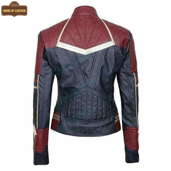 W001 Captain Marvel Carol Danvers Avengers End Game Faux Leather Biker Women's Jacket - Home of Leather