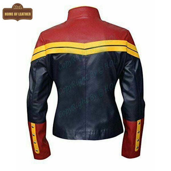 W002 Captain Marvel Carol Danvers Women's Avengers End Game Faux Leather Jacket - Home of Leather