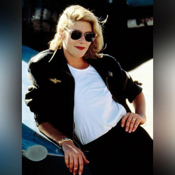 W006 Kelly McGillis Top Gun Black Fashion Real Leather Women's Military Style Jacket 2020 leather jackets - Home of Leather 